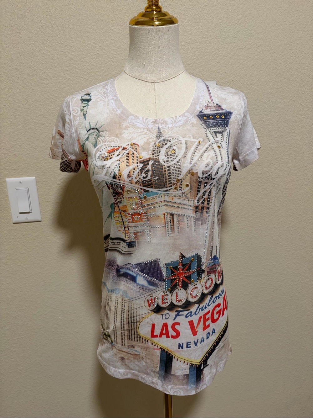 White Las Vegas Graphic Short Sleeve Tee